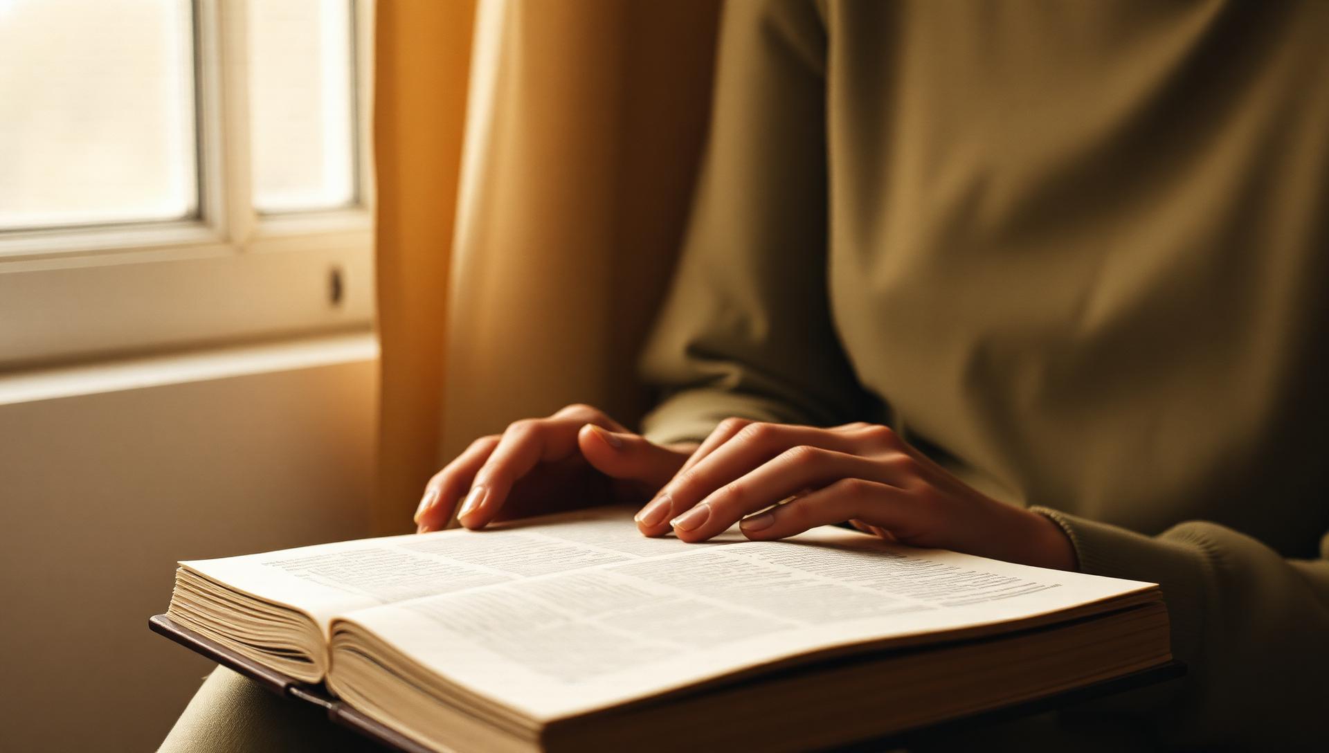 A quiet moment reading a book by a sunlit window